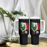 Funny Screaming Merlin the Duck Tumbler With Handle Mexico Soccer Flag Football Fans