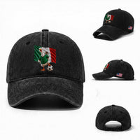 Funny Screaming Merlin the Duck Washed Cotton Baseball Cap Mexico Soccer Flag Football Fans