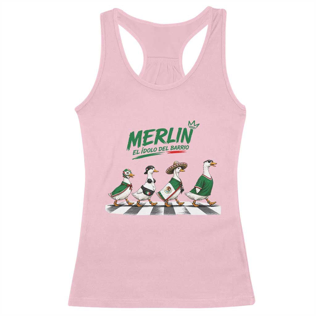 Merlin the Ducks Crosswalk Walk Parody Racerback Tank Top El Idolo Del Barrio Mexico Duck Soccer Football Fans