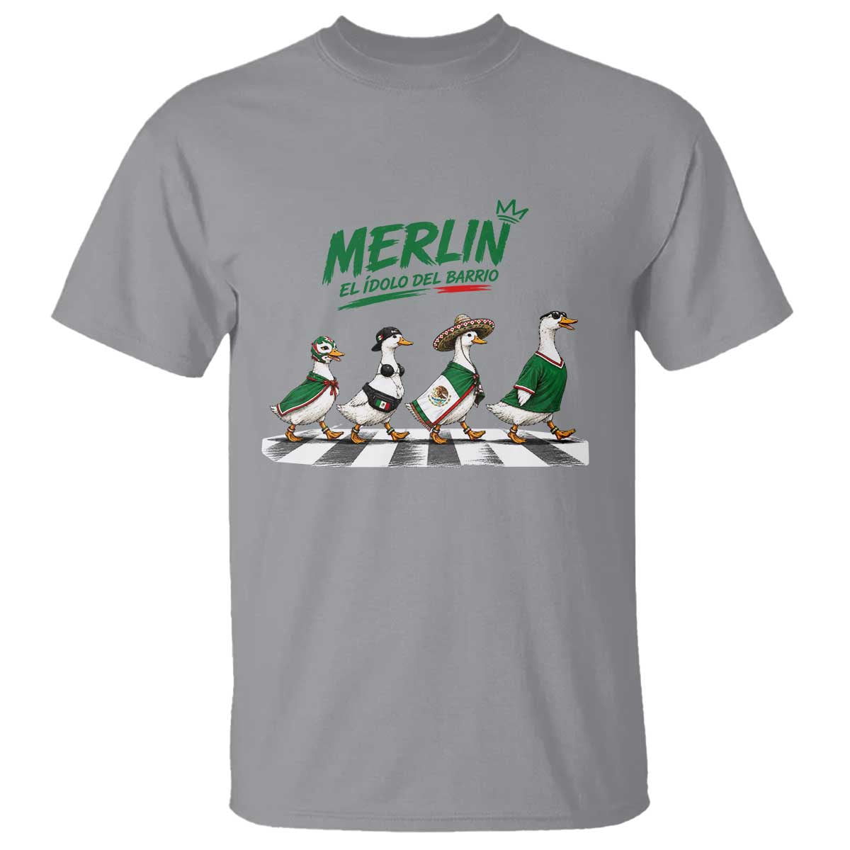 Merlin the Ducks Crosswalk Walk Parody T Shirt El Idolo Del Barrio Mexico Duck Soccer Football Fans