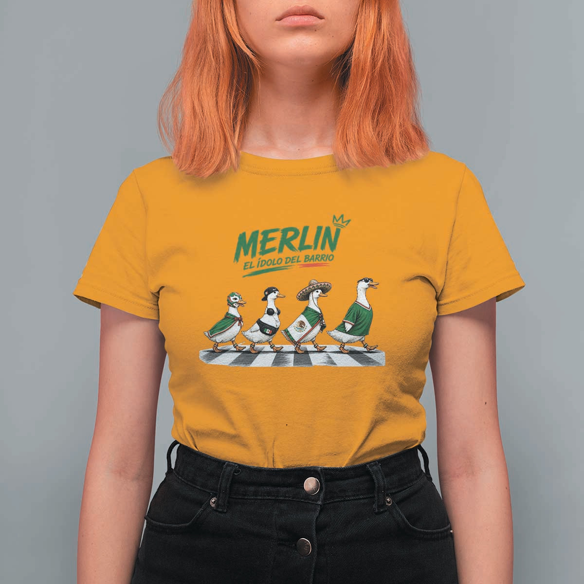 Merlin the Ducks Crosswalk Walk Parody T Shirt For Women El Idolo Del Barrio Mexico Duck Soccer Football Fans