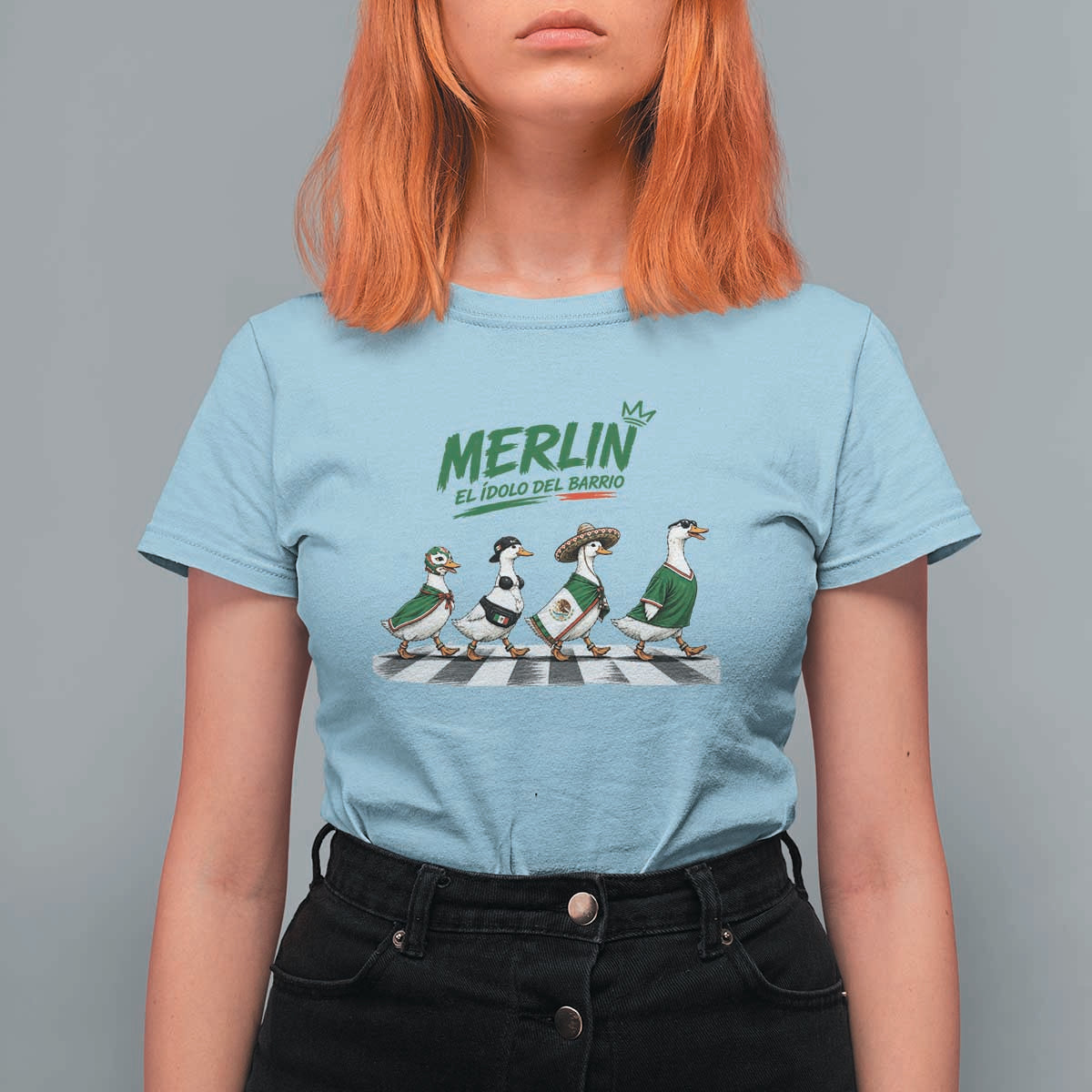Merlin the Ducks Crosswalk Walk Parody T Shirt For Women El Idolo Del Barrio Mexico Duck Soccer Football Fans
