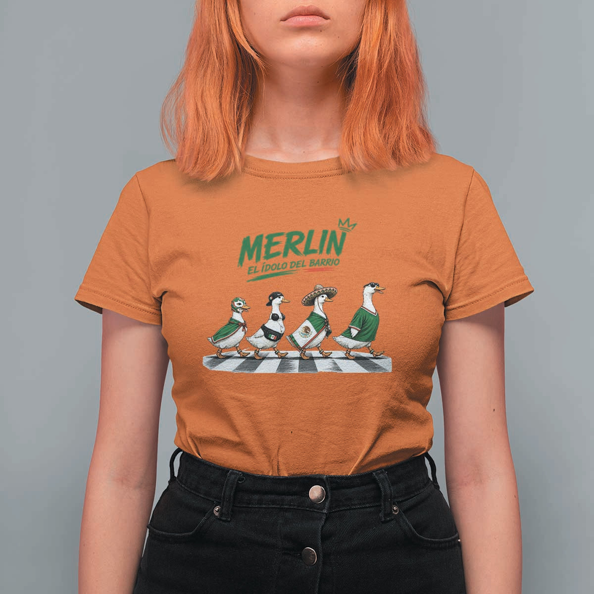 Merlin the Ducks Crosswalk Walk Parody T Shirt For Women El Idolo Del Barrio Mexico Duck Soccer Football Fans