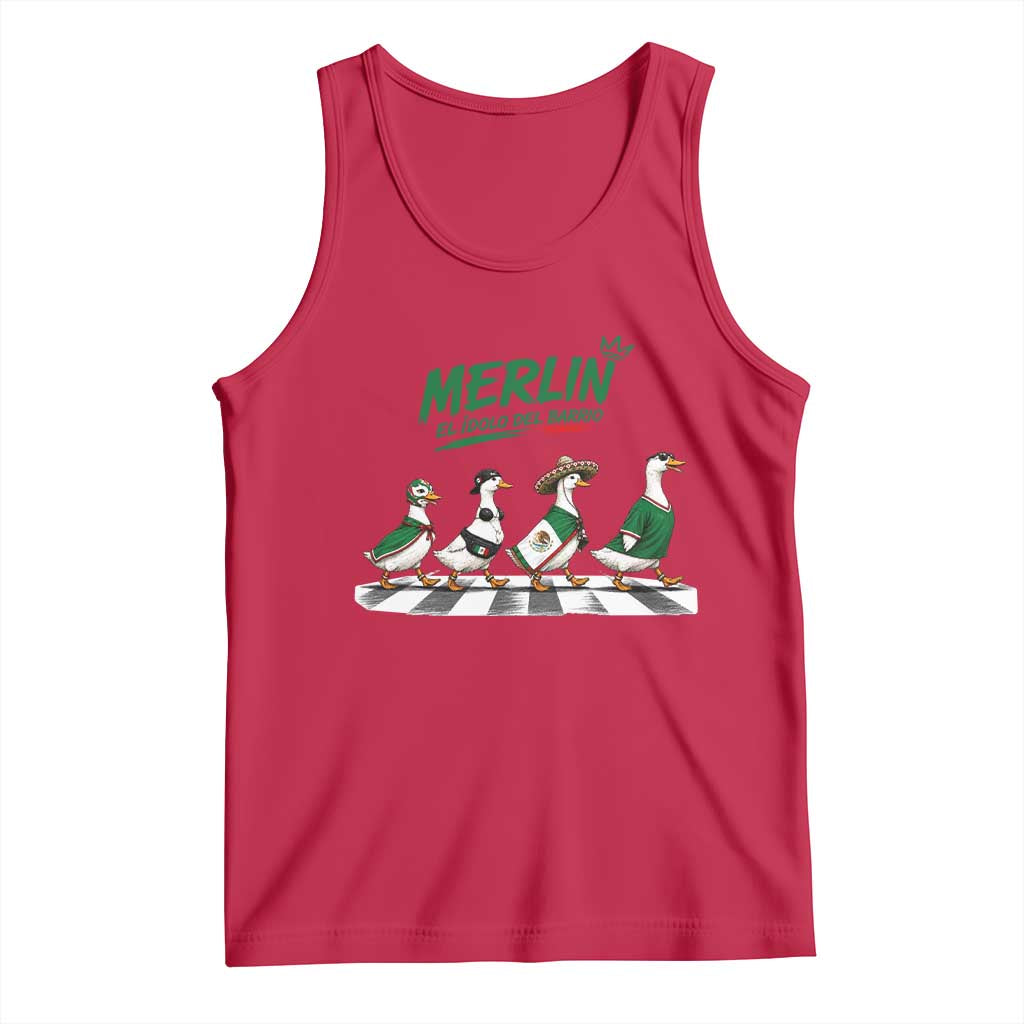 Merlin the Ducks Crosswalk Walk Parody Tank Top El Idolo Del Barrio Mexico Duck Soccer Football Fans