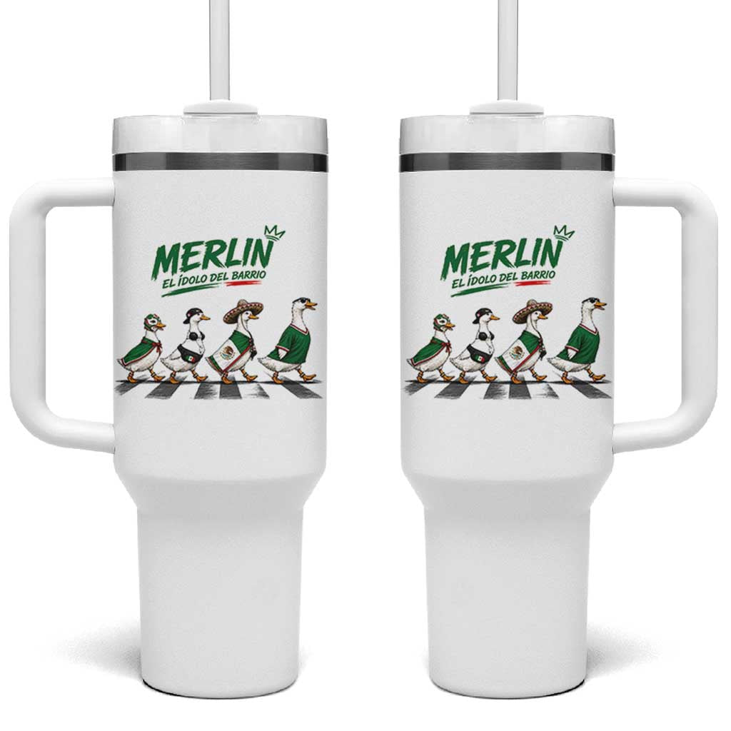 Merlin the Ducks Crosswalk Walk Parody Tumbler With Handle El Idolo Del Barrio Mexico Duck Soccer Football Fans
