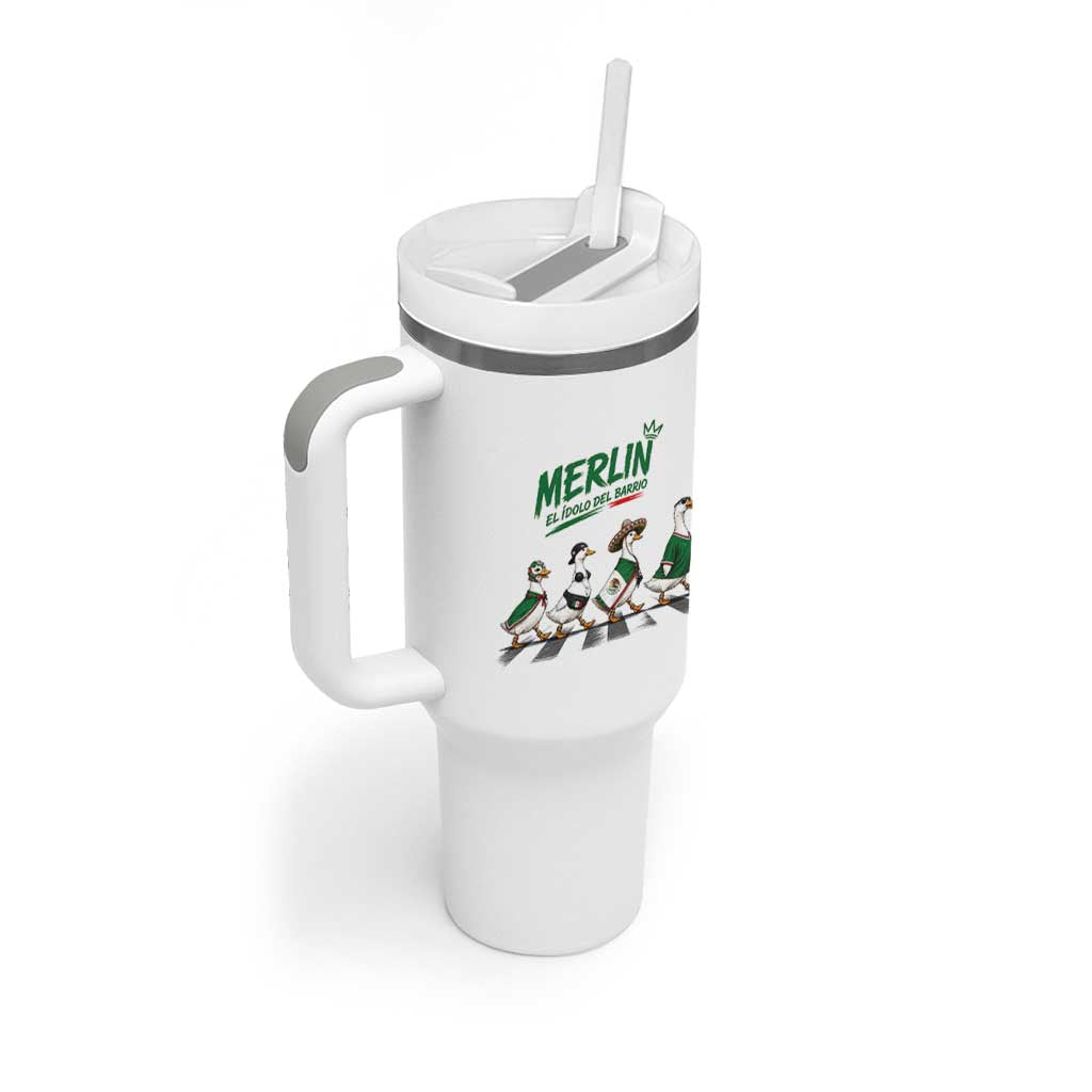 Merlin the Ducks Crosswalk Walk Parody Tumbler With Handle El Idolo Del Barrio Mexico Duck Soccer Football Fans