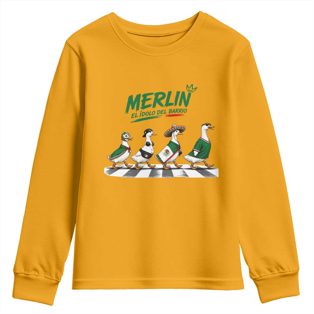 Merlin the Ducks Crosswalk Walk Parody Youth Sweatshirt El Idolo Del Barrio Mexico Duck Soccer Football Fans