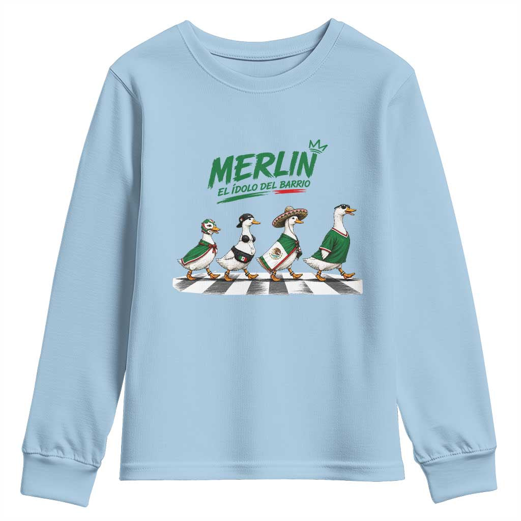 Merlin the Ducks Crosswalk Walk Parody Youth Sweatshirt El Idolo Del Barrio Mexico Duck Soccer Football Fans