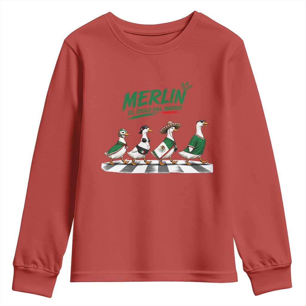 Merlin the Ducks Crosswalk Walk Parody Youth Sweatshirt El Idolo Del Barrio Mexico Duck Soccer Football Fans