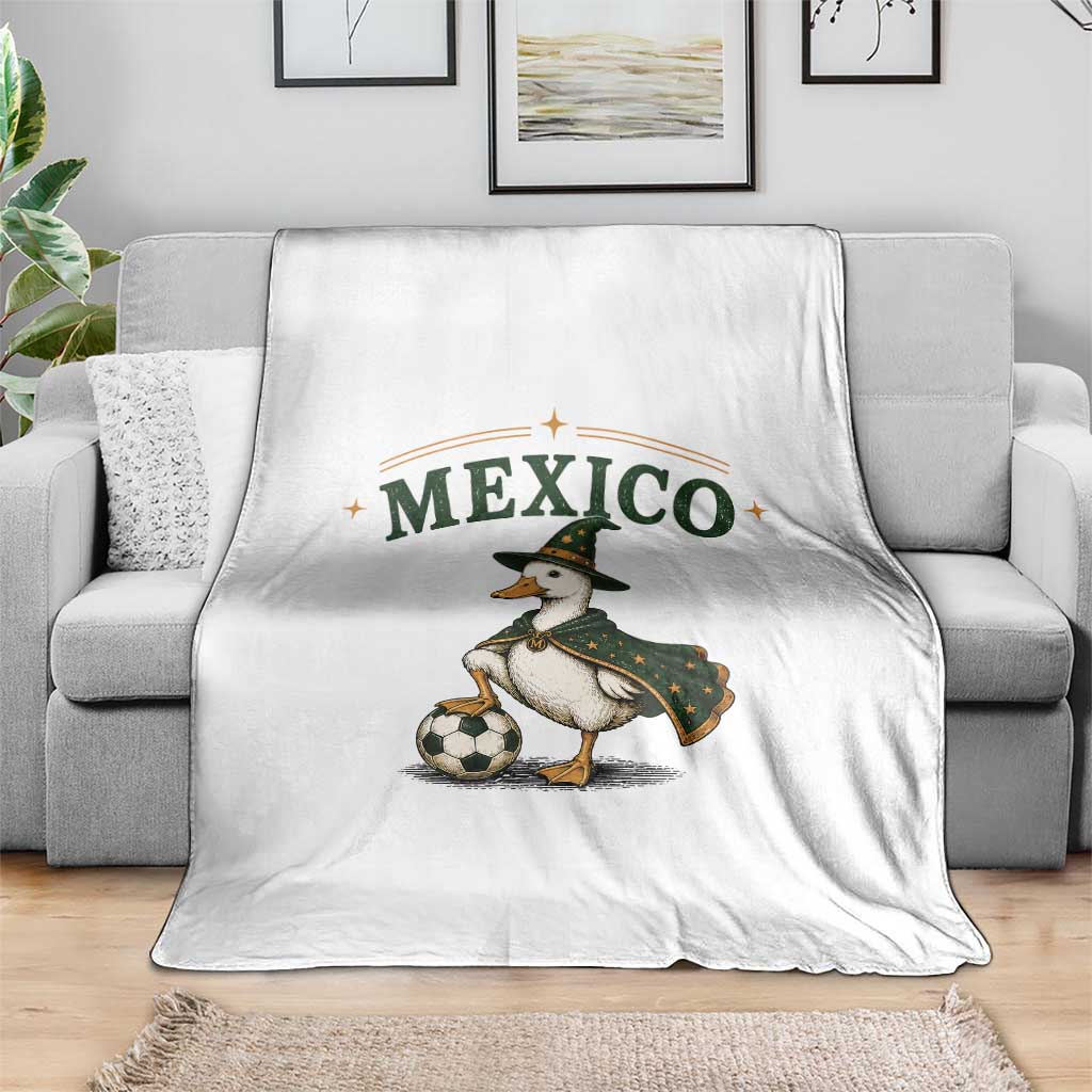 Vintage Mexico Soccer Wizard Duck Magical Fantasy Throw Blanket Retro Mexican Pride Football Fans