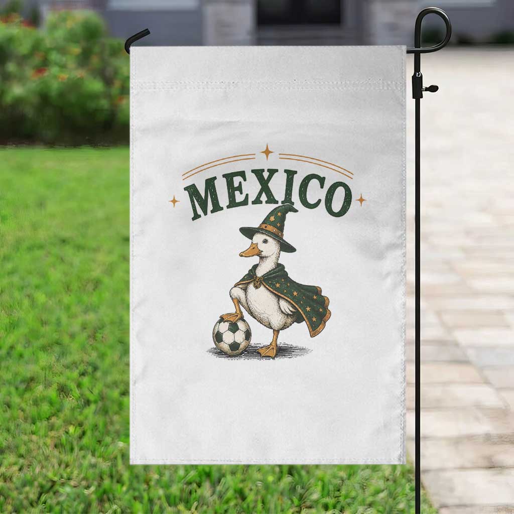 Vintage Mexico Soccer Wizard Duck Magical Fantasy Garden Flag Retro Mexican Pride Football Fans