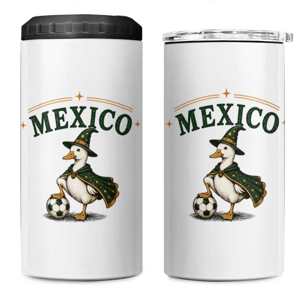 Vintage Mexico Soccer Wizard Duck Magical Fantasy 4 in 1 Can Cooler Tumbler Retro Mexican Pride Football Fans