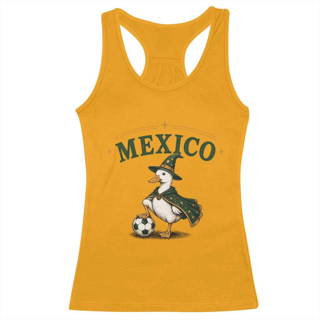 Vintage Mexico Soccer Wizard Duck Magical Fantasy Racerback Tank Top Retro Mexican Pride Football Fans