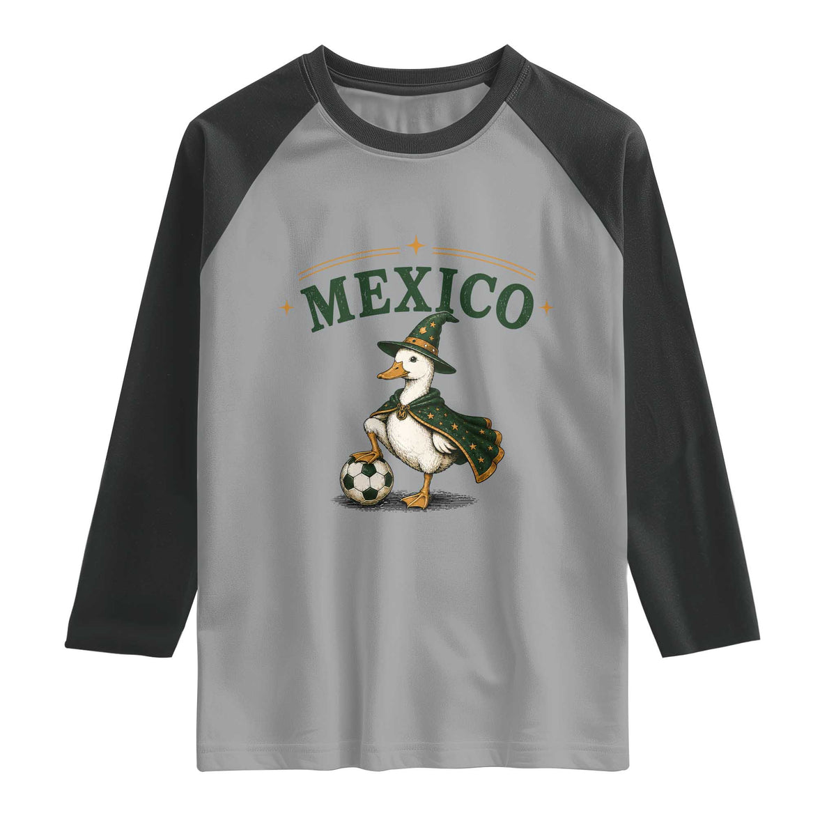 Vintage Mexico Soccer Wizard Duck Magical Fantasy Raglan Shirt Retro Mexican Pride Football Fans