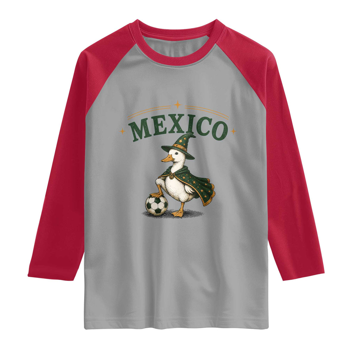 Vintage Mexico Soccer Wizard Duck Magical Fantasy Raglan Shirt Retro Mexican Pride Football Fans