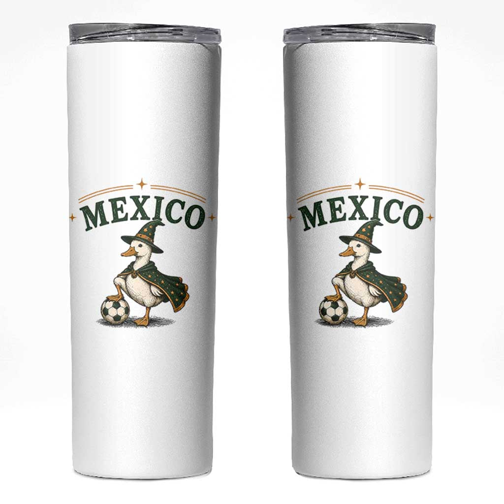 Vintage Mexico Soccer Wizard Duck Magical Fantasy Skinny Tumbler Retro Mexican Pride Football Fans