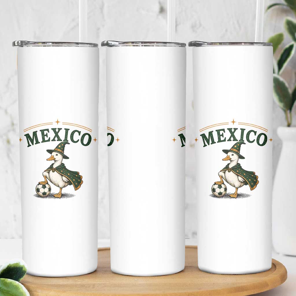 Vintage Mexico Soccer Wizard Duck Magical Fantasy Skinny Tumbler Retro Mexican Pride Football Fans