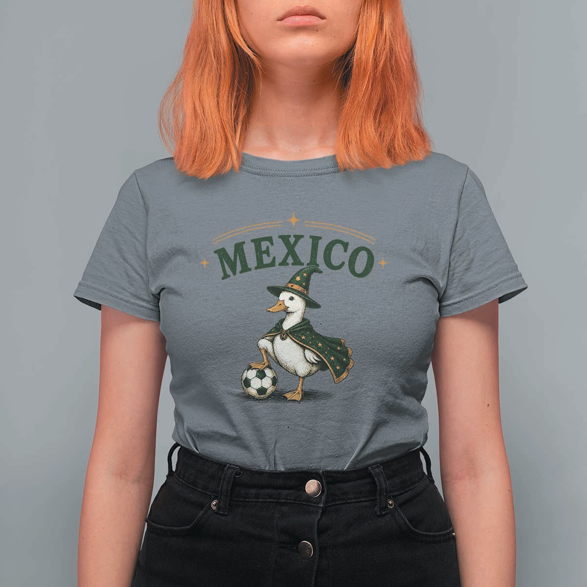 Vintage Mexico Soccer Wizard Duck Magical Fantasy T Shirt For Women Retro Mexican Pride Football Fans