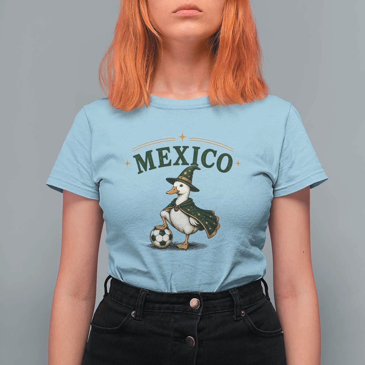 Vintage Mexico Soccer Wizard Duck Magical Fantasy T Shirt For Women Retro Mexican Pride Football Fans