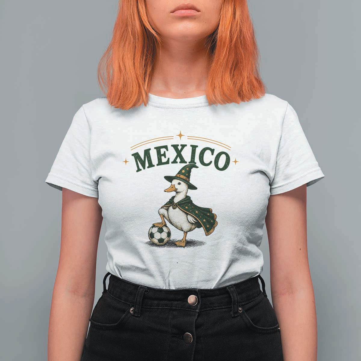 Vintage Mexico Soccer Wizard Duck Magical Fantasy T Shirt For Women Retro Mexican Pride Football Fans