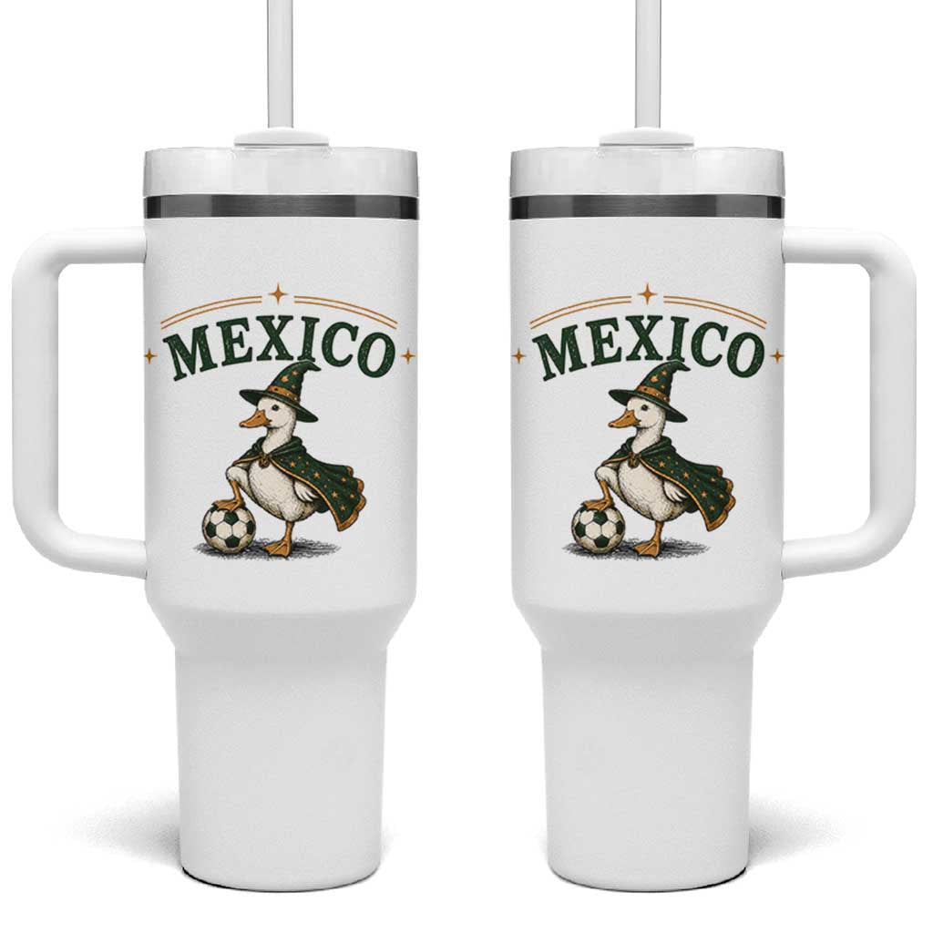 Vintage Mexico Soccer Wizard Duck Magical Fantasy Tumbler With Handle Retro Mexican Pride Football Fans