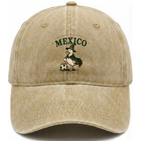 Vintage Mexico Soccer Wizard Duck Magical Fantasy Washed Cotton Baseball Cap Retro Mexican Pride Football Fans