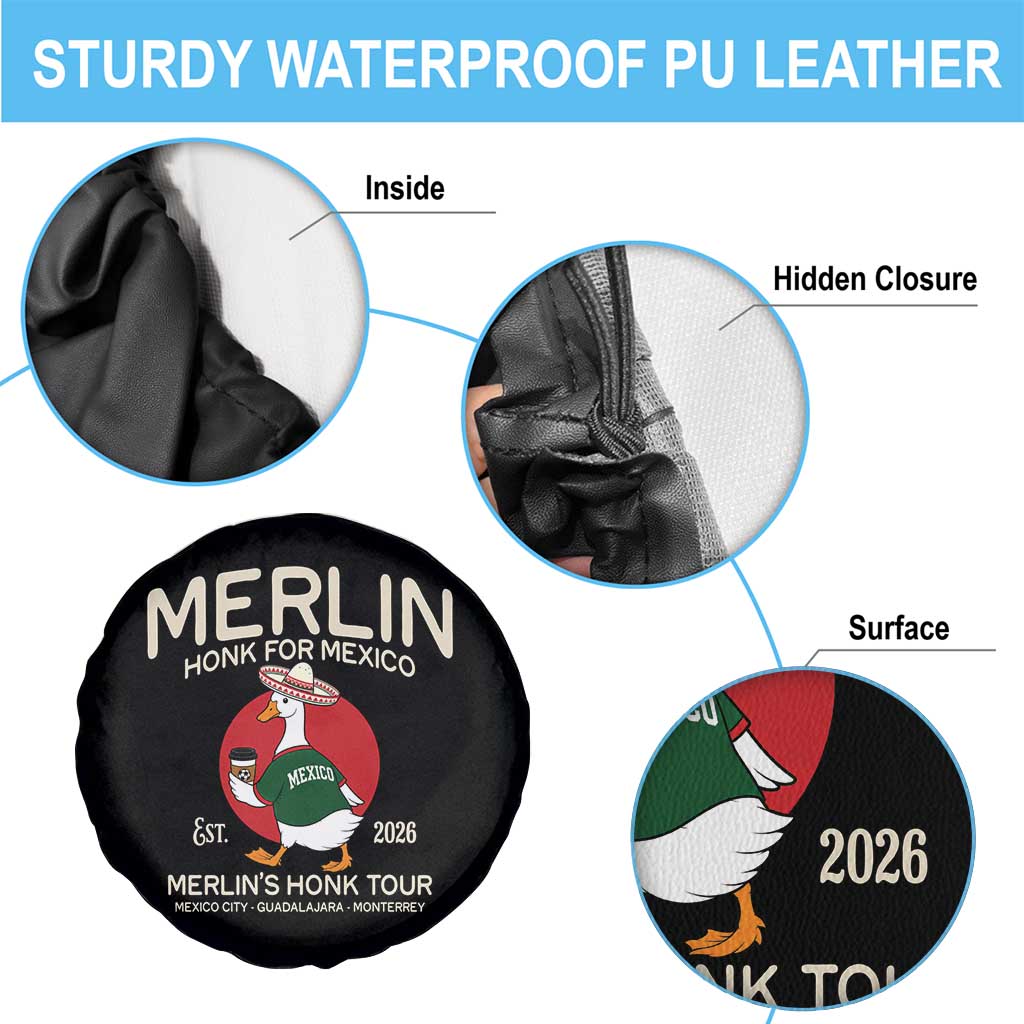 Merlin the Duck Honk Tour Mexico Retro Band Parody Spare Tire Cover Mexican Pride Soccer Locer Football Fans