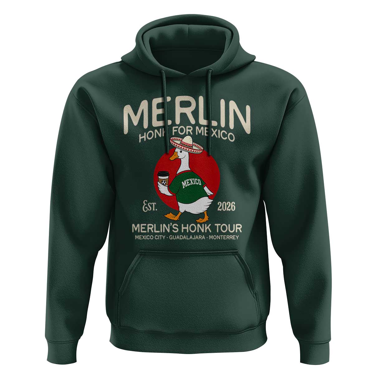 Merlin the Duck Honk Tour Mexico Retro Band Parody Hoodie Mexican Pride Soccer Locer Football Fans