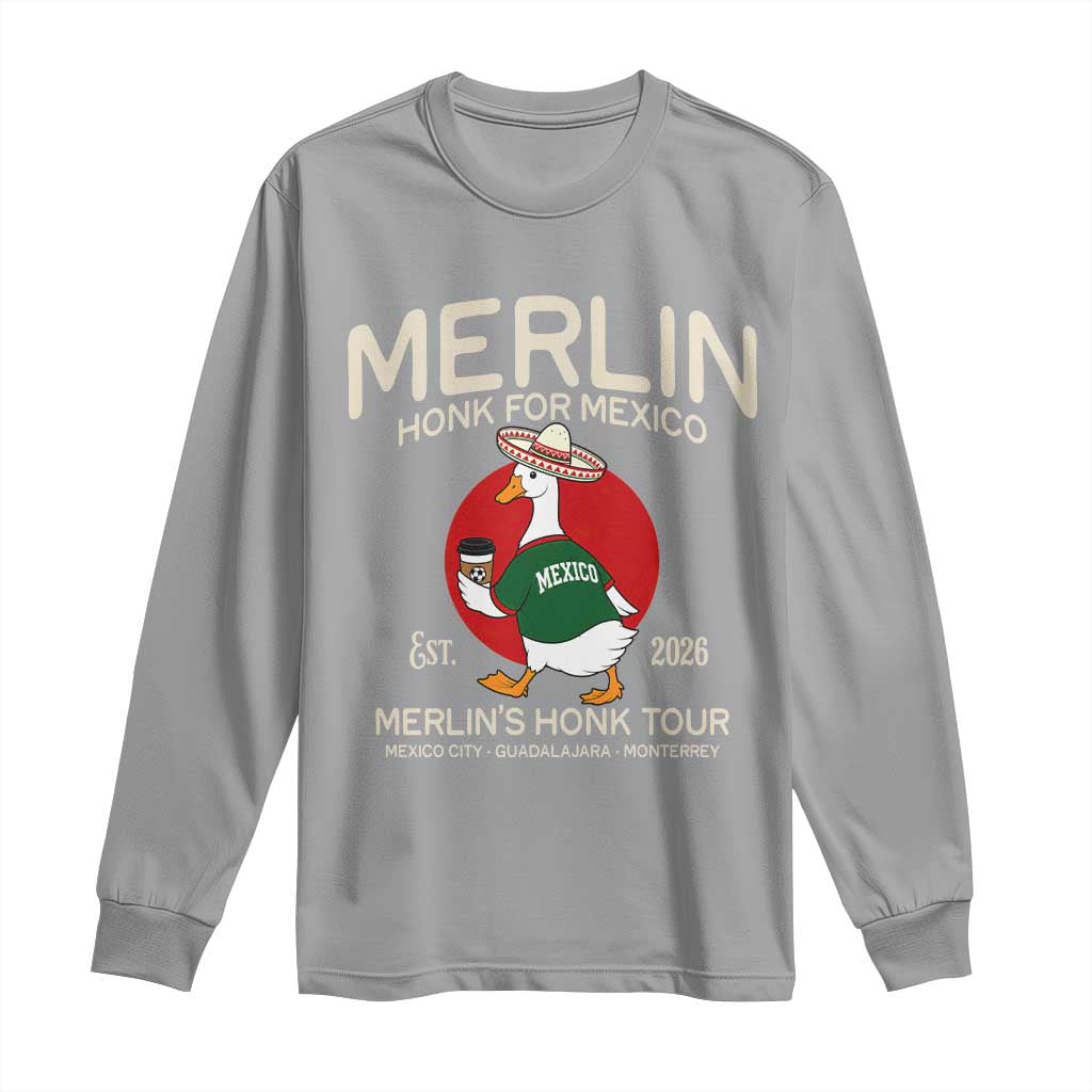 Merlin the Duck Honk Tour Mexico Retro Band Parody Long Sleeve Shirt Mexican Pride Soccer Locer Football Fans