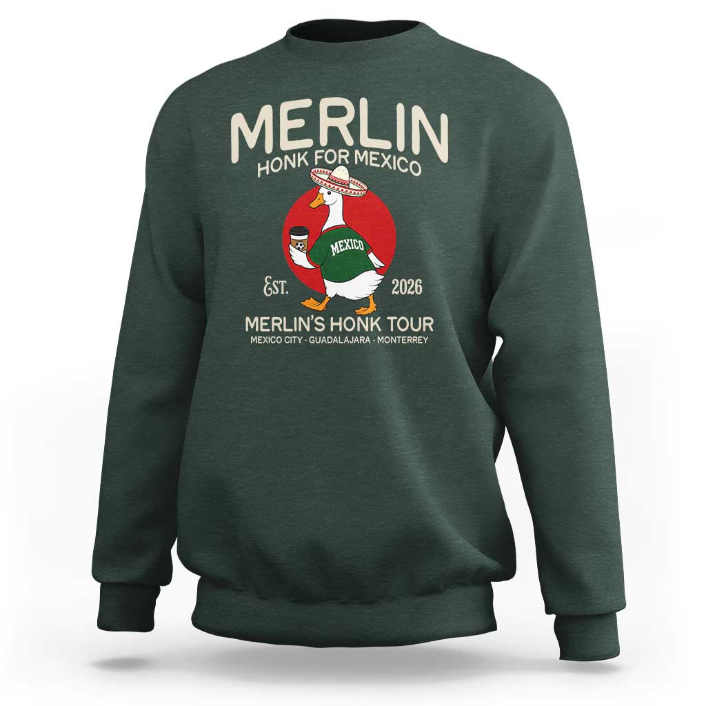 Merlin the Duck Honk Tour Mexico Retro Band Parody Sweatshirt Mexican Pride Soccer Locer Football Fans