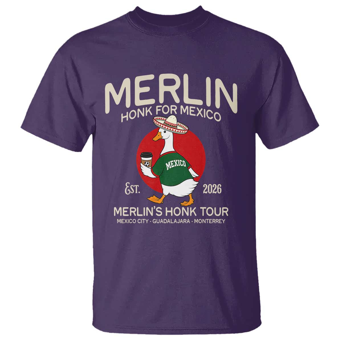 Merlin the Duck Honk Tour Mexico Retro Band Parody T Shirt Mexican Pride Soccer Locer Football Fans