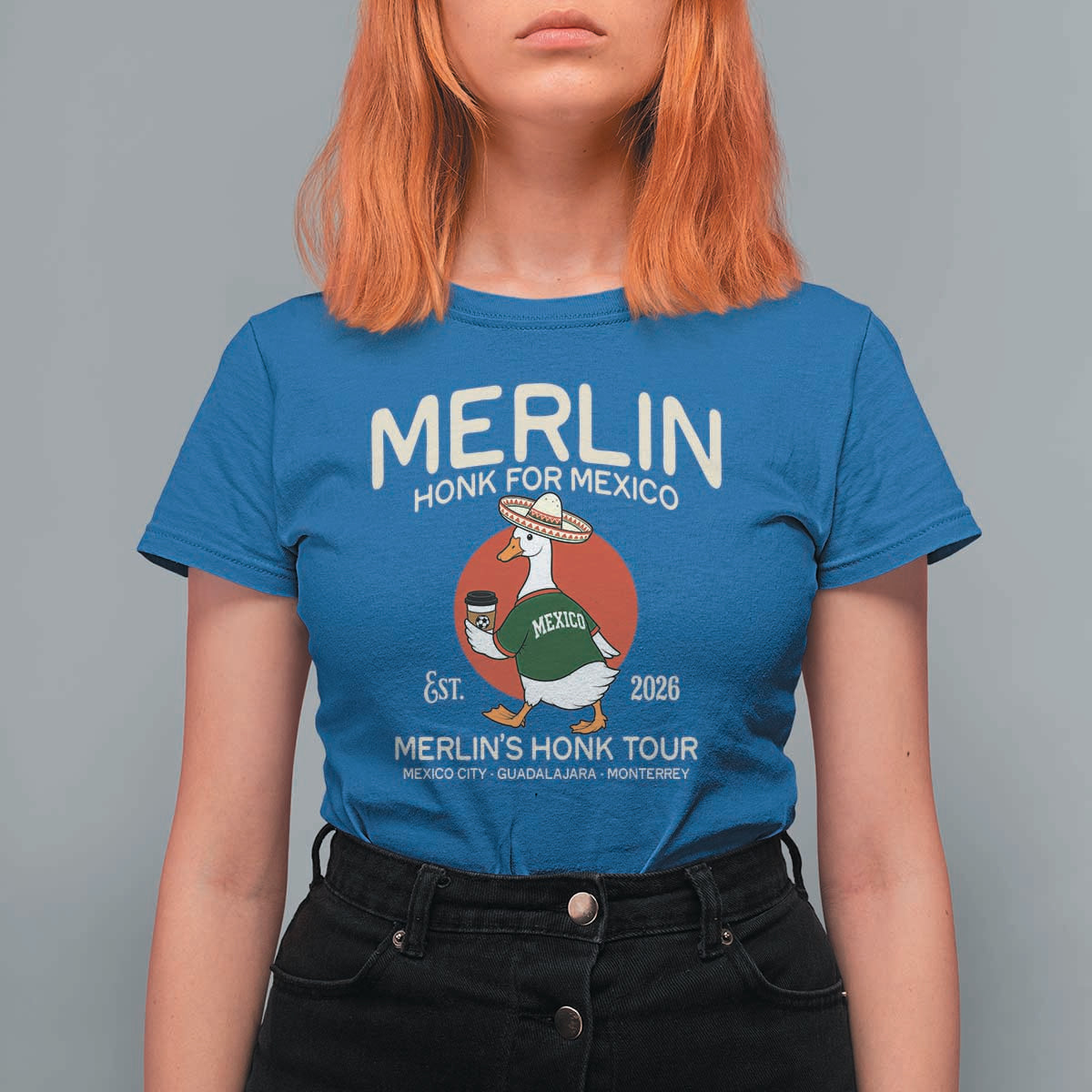 Merlin the Duck Honk Tour Mexico Retro Band Parody T Shirt For Women Mexican Pride Soccer Locer Football Fans