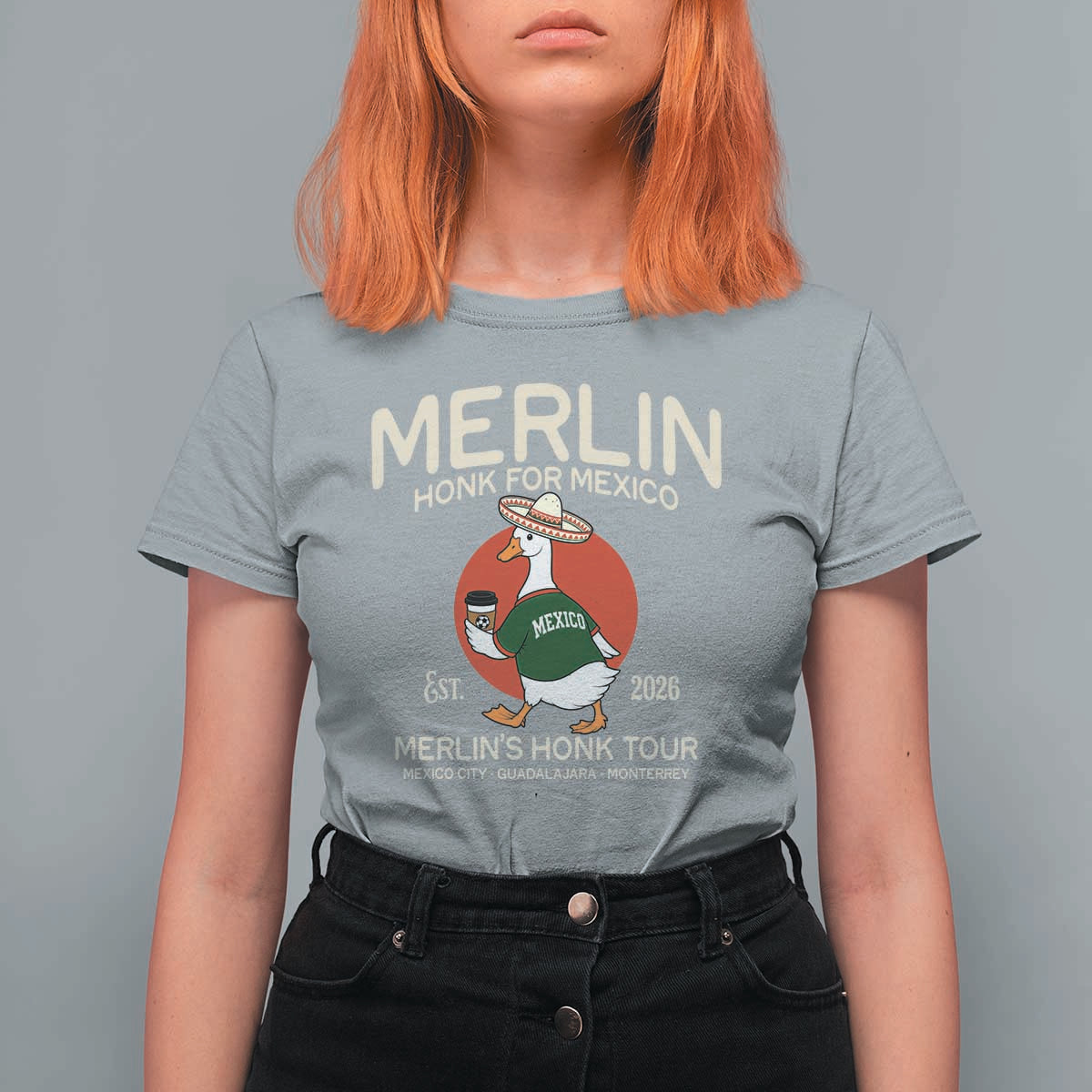 Merlin the Duck Honk Tour Mexico Retro Band Parody T Shirt For Women Mexican Pride Soccer Locer Football Fans
