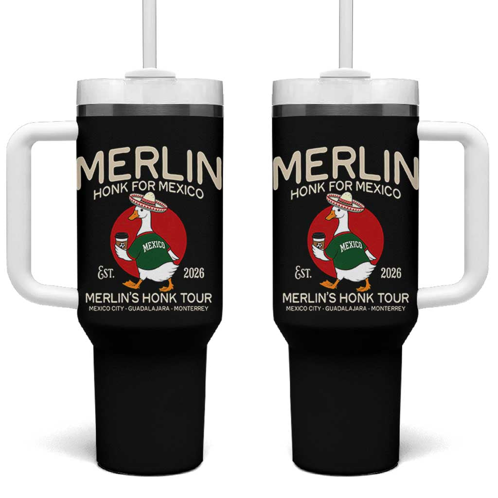Merlin the Duck Honk Tour Mexico Retro Band Parody Tumbler With Handle Mexican Pride Soccer Locer Football Fans