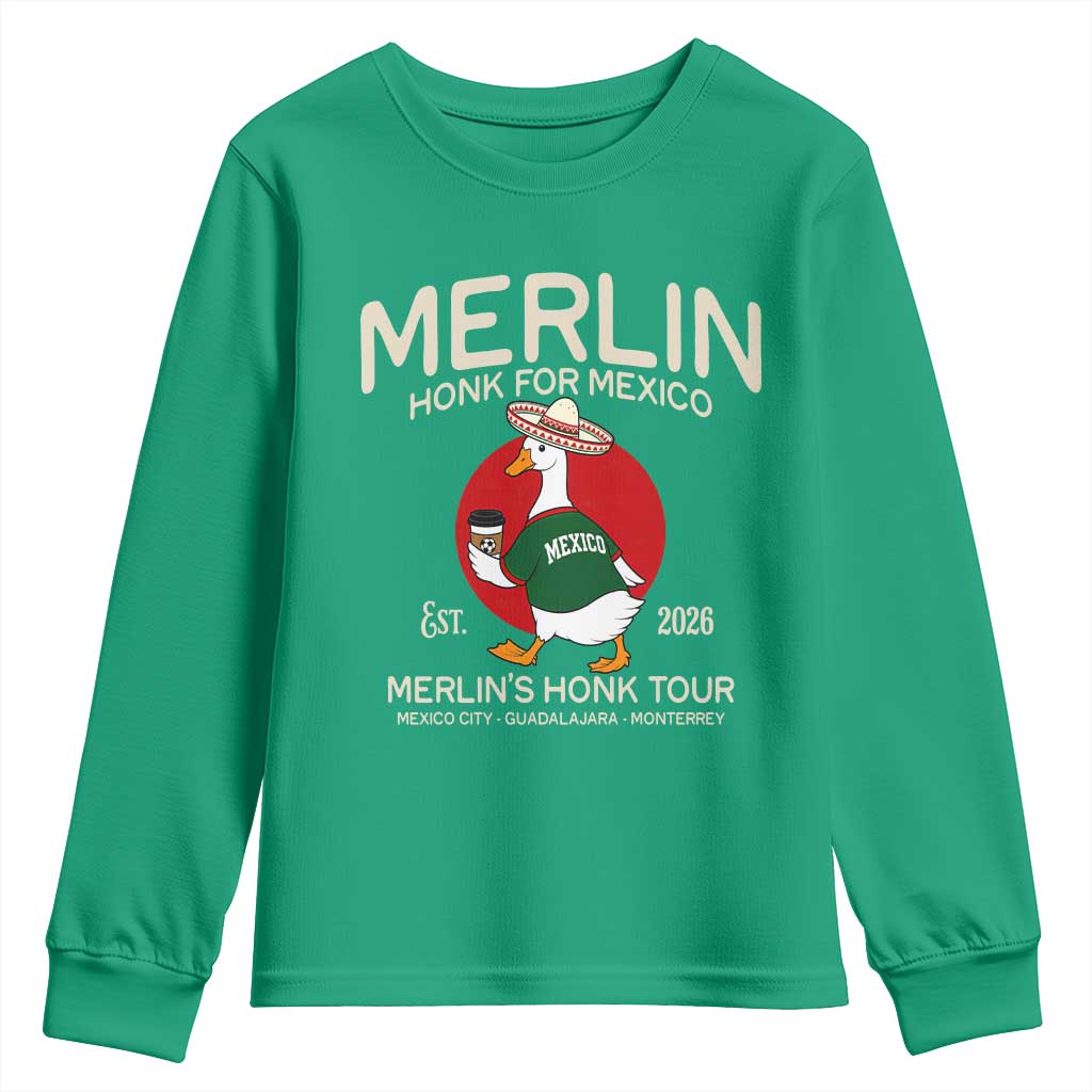 Merlin the Duck Honk Tour Mexico Retro Band Parody Youth Sweatshirt Mexican Pride Soccer Locer Football Fans