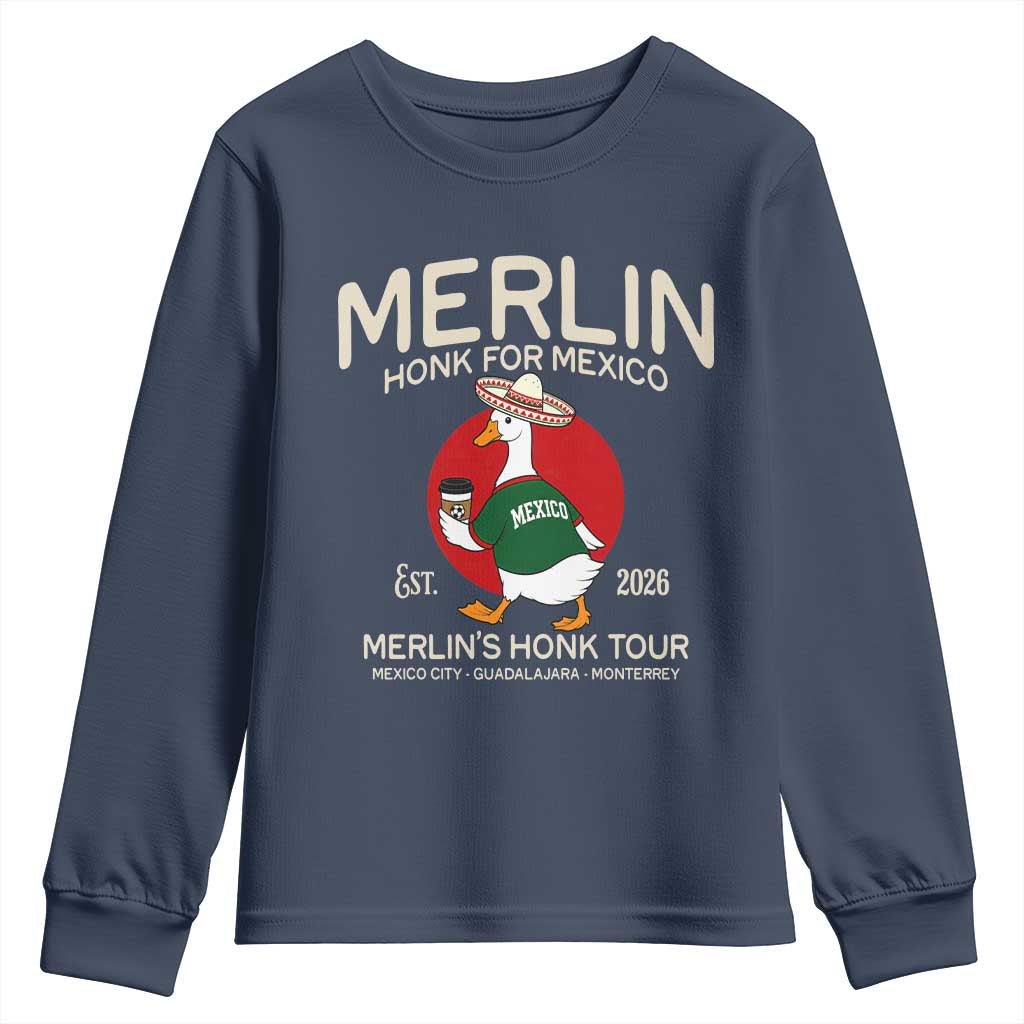 Merlin the Duck Honk Tour Mexico Retro Band Parody Youth Sweatshirt Mexican Pride Soccer Locer Football Fans