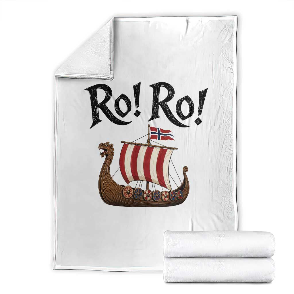 Funny Norwegian Viking Longship Ro Ro Throw Blanket Retro Norge Norway Flag Football Fans