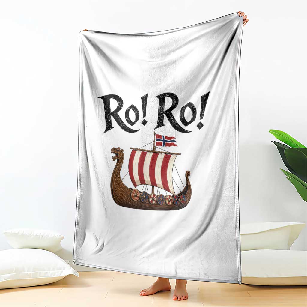 Funny Norwegian Viking Longship Ro Ro Throw Blanket Retro Norge Norway Flag Football Fans