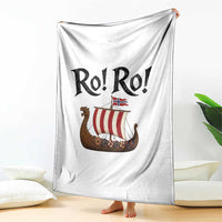 Funny Norwegian Viking Longship Ro Ro Throw Blanket Retro Norge Norway Flag Football Fans