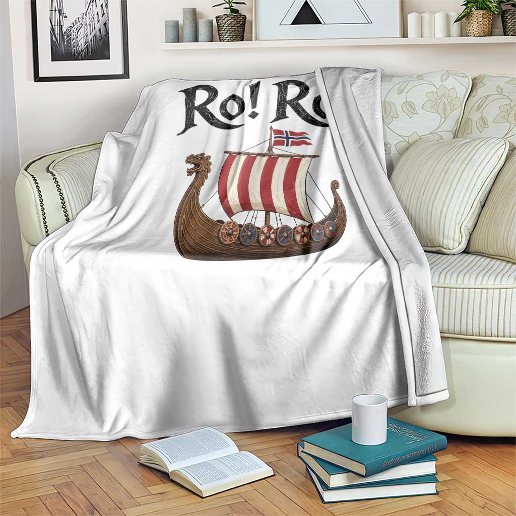 Funny Norwegian Viking Longship Ro Ro Throw Blanket Retro Norge Norway Flag Football Fans