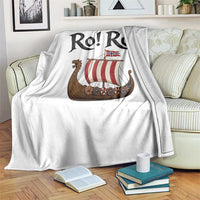 Funny Norwegian Viking Longship Ro Ro Throw Blanket Retro Norge Norway Flag Football Fans