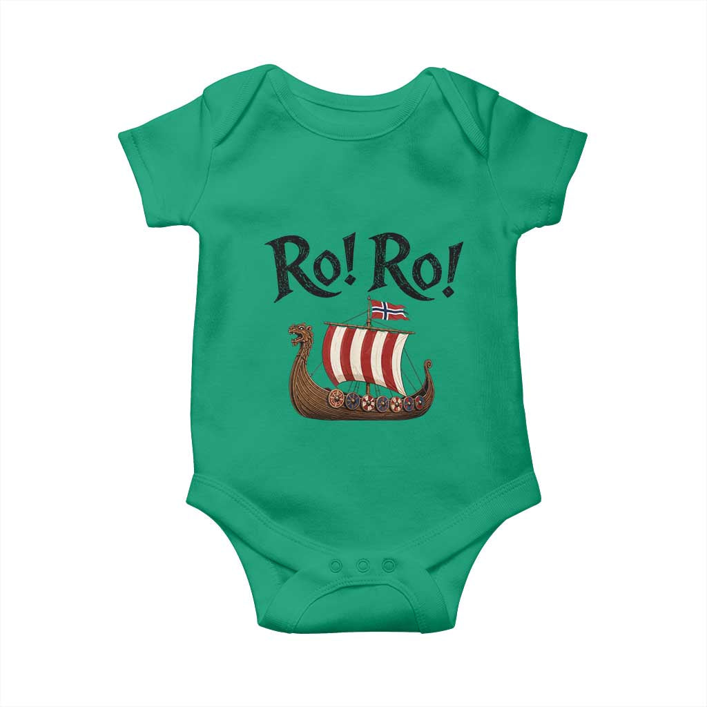 Funny Norwegian Viking Longship Ro Ro Baby Onesie Retro Norge Norway Flag Football Fans