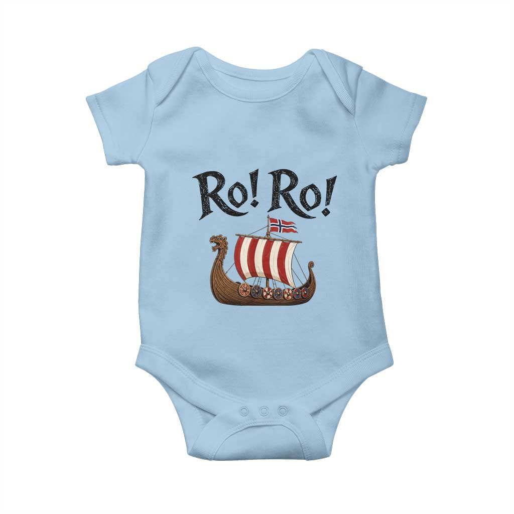 Funny Norwegian Viking Longship Ro Ro Baby Onesie Retro Norge Norway Flag Football Fans