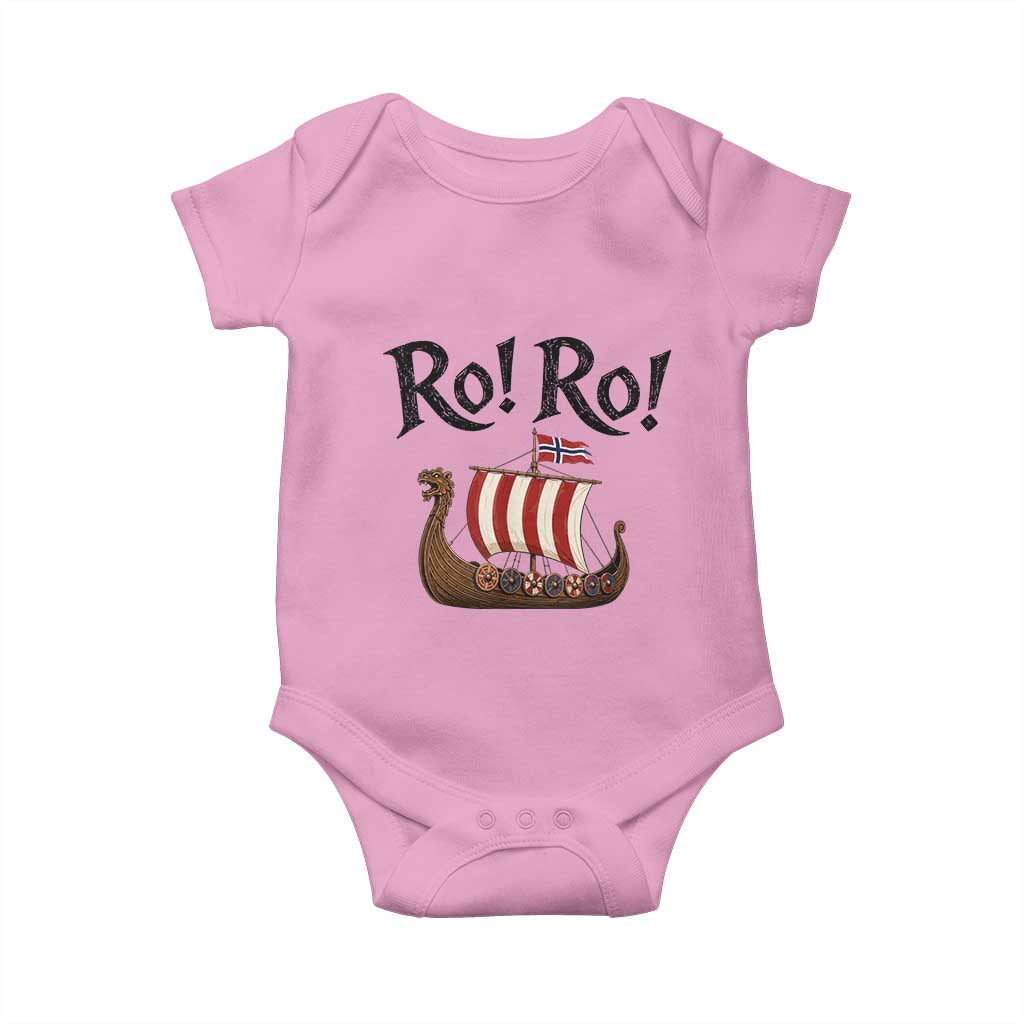 Funny Norwegian Viking Longship Ro Ro Baby Onesie Retro Norge Norway Flag Football Fans