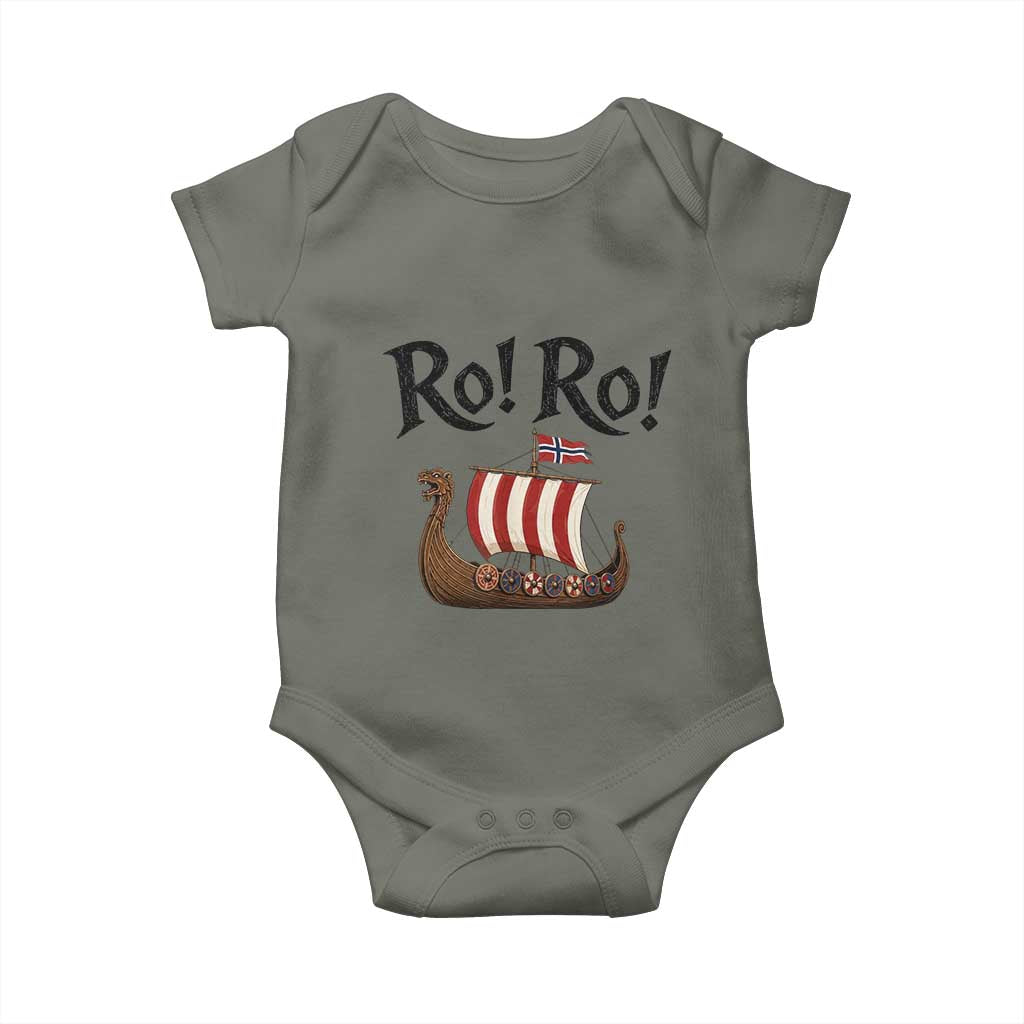 Funny Norwegian Viking Longship Ro Ro Baby Onesie Retro Norge Norway Flag Football Fans