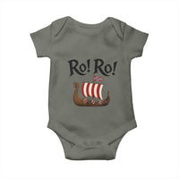 Funny Norwegian Viking Longship Ro Ro Baby Onesie Retro Norge Norway Flag Football Fans