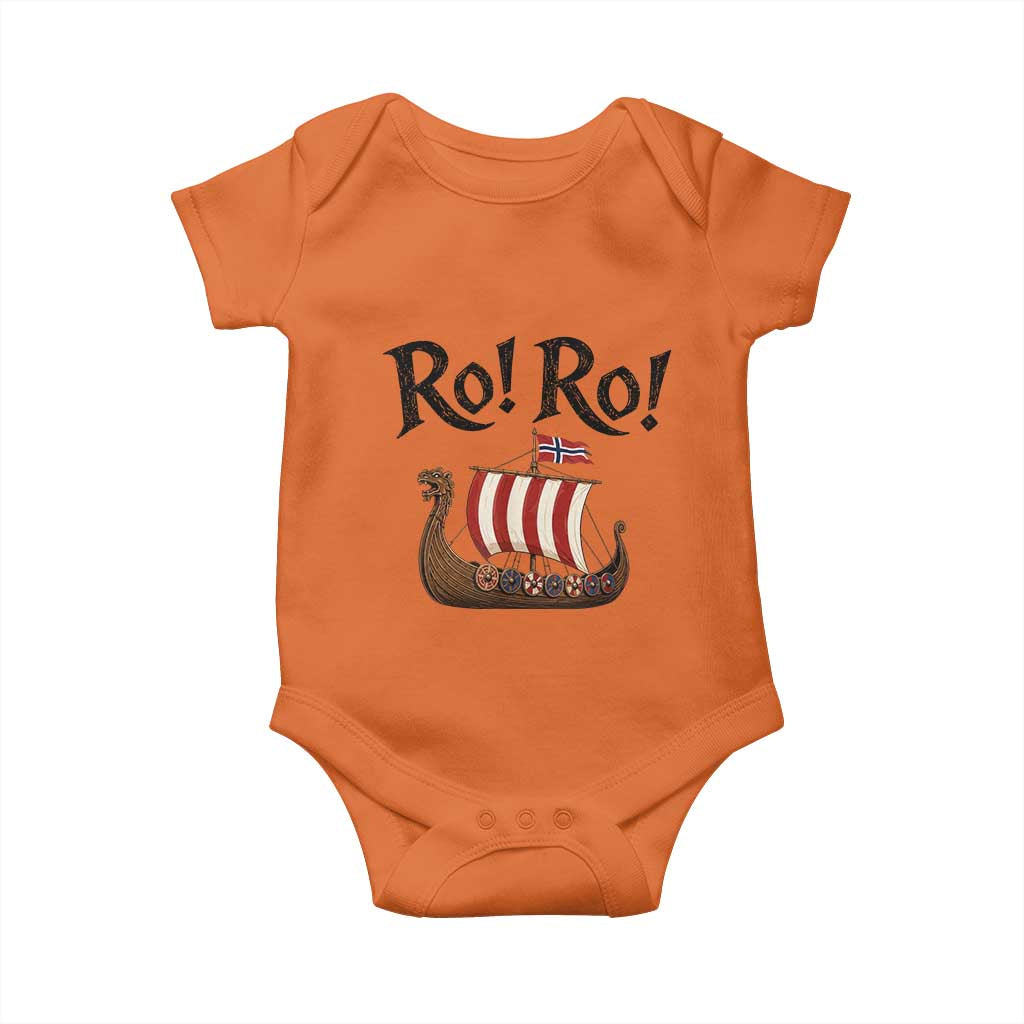 Funny Norwegian Viking Longship Ro Ro Baby Onesie Retro Norge Norway Flag Football Fans
