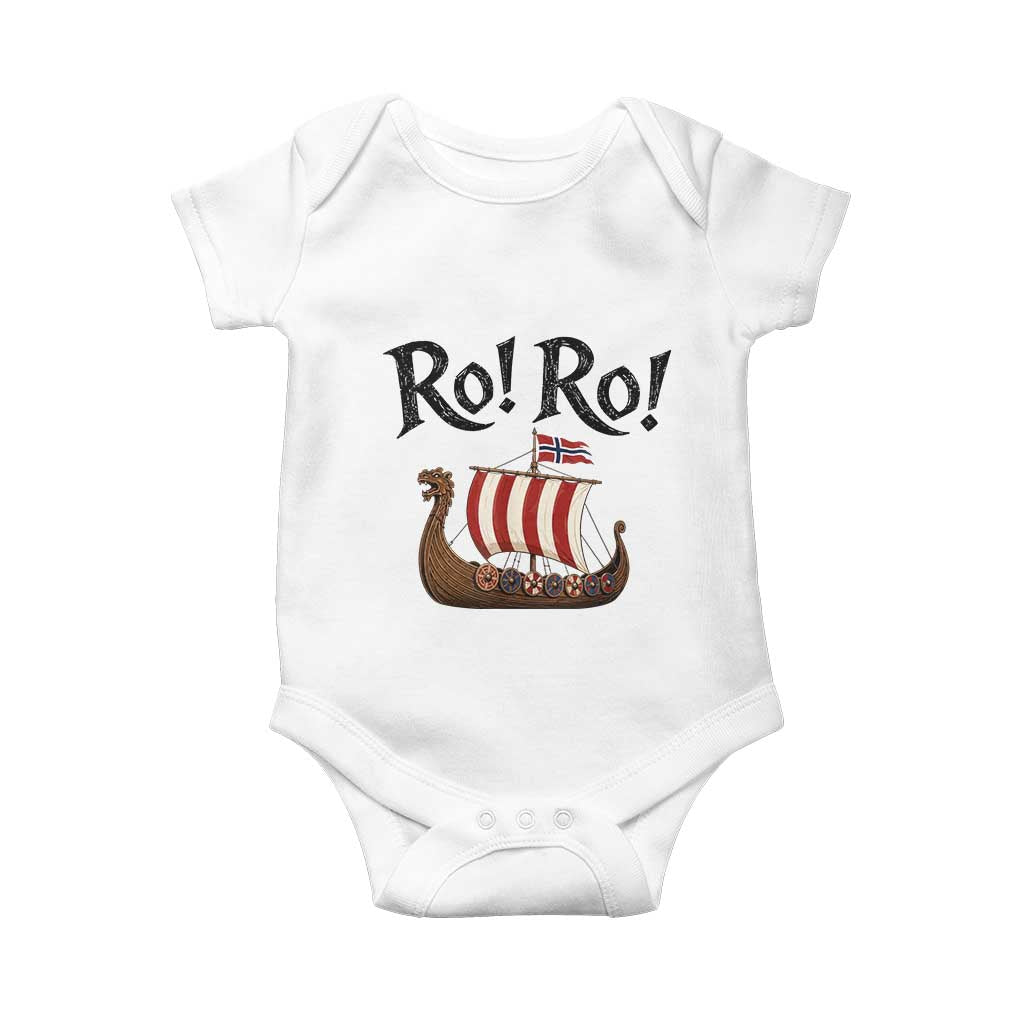 Funny Norwegian Viking Longship Ro Ro Baby Onesie Retro Norge Norway Flag Football Fans
