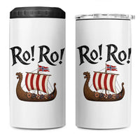 Funny Norwegian Viking Longship Ro Ro 4 in 1 Can Cooler Tumbler Retro Norge Norway Flag Football Fans