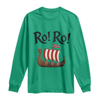 Funny Norwegian Viking Longship Ro Ro Long Sleeve Shirt Retro Norge Norway Flag Football Fans